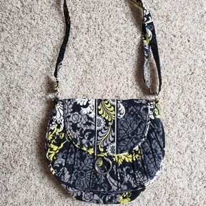 NWOT Vera Bradley Crossbody Purse, Black/Yellow Paisley